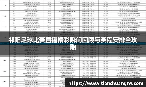祁阳足球比赛直播精彩瞬间回顾与赛程安排全攻略