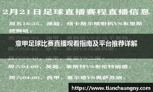 意甲足球比赛直播观看指南及平台推荐详解