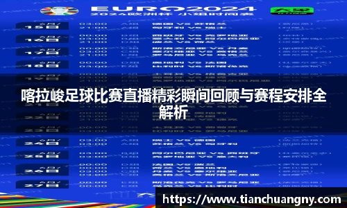 喀拉峻足球比赛直播精彩瞬间回顾与赛程安排全解析